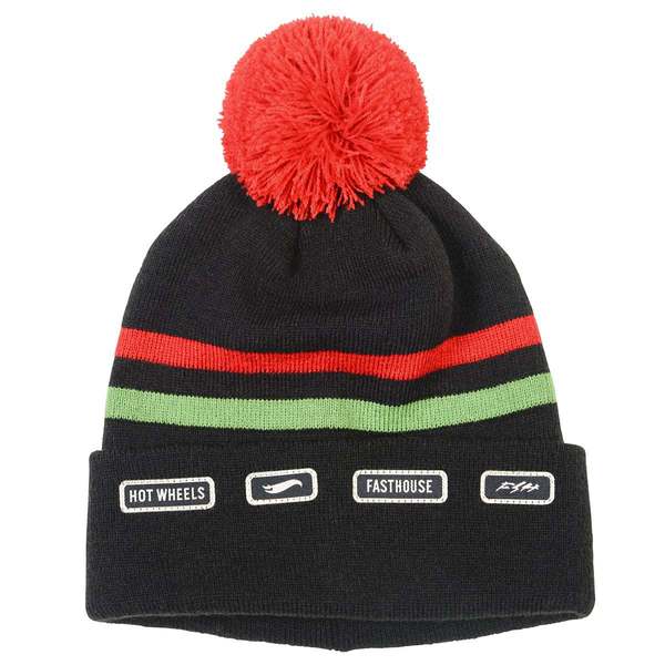 Fasthouse Gorro de Lana EXPRESS Hot Blancoeels POM Negro/Rojo OS