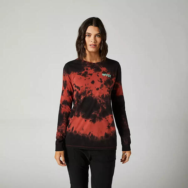 Fox Polera Lifestyle Mujer Biscayne Manga Larga Rojo/Negro Fox