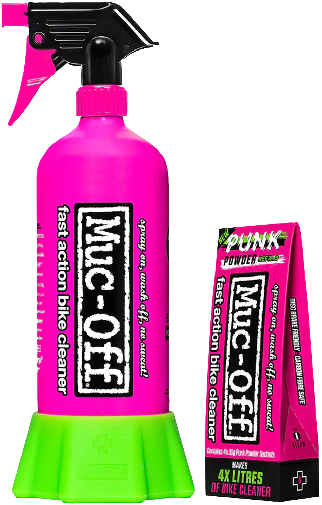 Muc-Off Pack Punk Powder 4 Sachets más Botella Aluminio